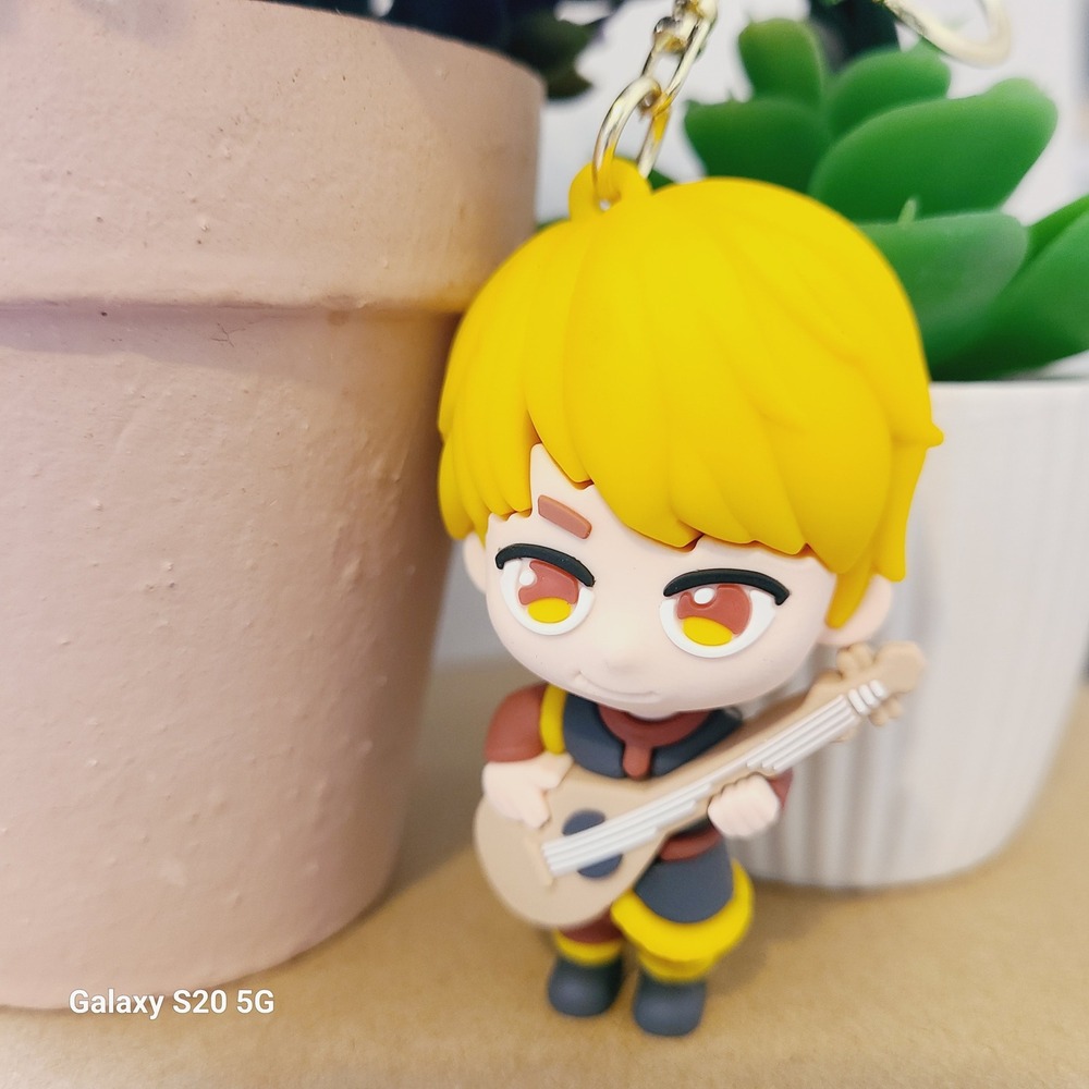 Cute Character Keychain with Guitar Yellow Hair Anime Style NEW Collectible‎